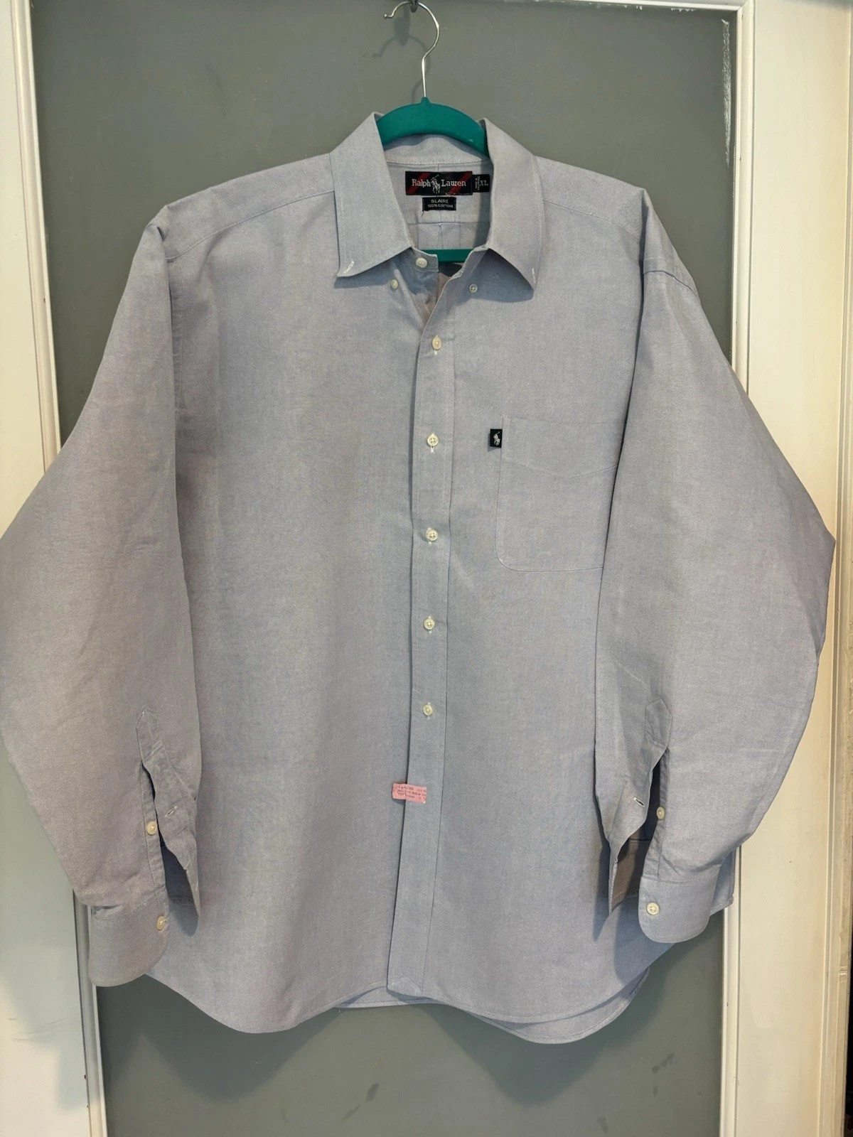 Ralph Lauren Blaire XL Mens Blue Button Down W/ Pocket vintage