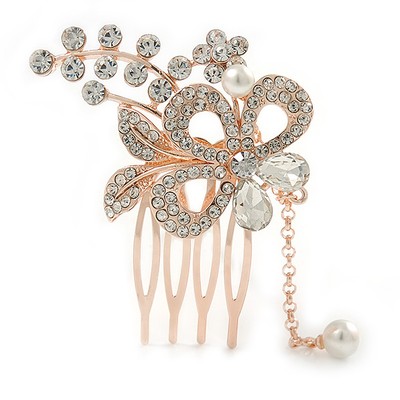 Braut/Hochzeit/Abschlussball/Party rosegoldfarben klare österreichische Kristallblume mit