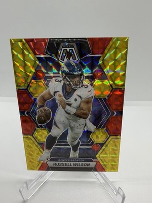 2023 Panini Mosaic - Russell Wilson Choice Fusion Red & Yellow Mosaic Prizm /80