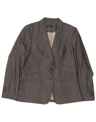 Massimo Dutti Womens 2 Button Blazer Jacket EU 42 Large Grey Cotton WR14