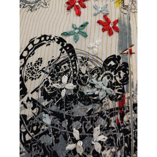 Alberto Makali Embellished Zip Cardigan Floral Paisley Print Top Size M - Picture 5 of 6