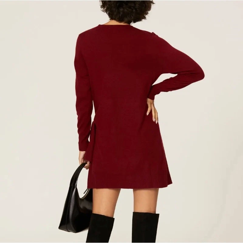 Mini Vestido Envolvente Suéter Rojo Thakoon PEQUEÑO Tejido Carrera Oficina Diseñador $280 Foto 3 de 4