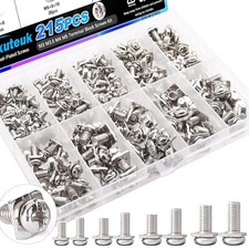 215PCS Terminal Block Screws Kit,M3 M3.5 M4 M5 Terminal Screws,Nickel-Plated wit