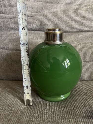 LAMPE BERGER OIL LAMP EMERALD GREEN GLASS Globe Vintage France MCM - Picture 2 of 8