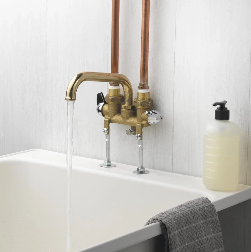 Plumb Works Two Handle Brass Laundry Utility Sink Faucet Home Remodel DIY Tools