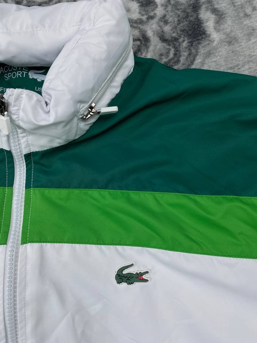 Lacoste Sport Striped Windbreaker Jacket Men Size XL White | eBay