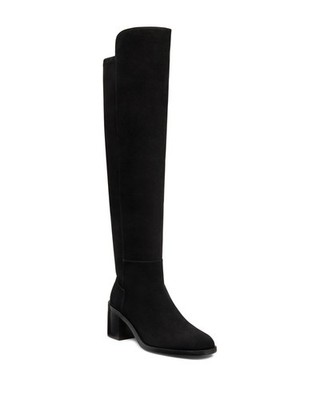 Stuart Weitzman Finn 50/50 Boots Women's 9B Black Block Heel Round Toe Pull On