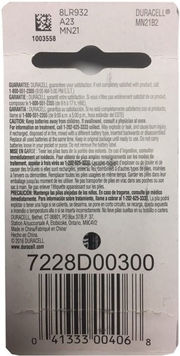 2pk Duracell MN21 Alkaline 12V Battery A23 MN21 23AF 23AE V23GA GP23A L1028 - Picture 2 of 2