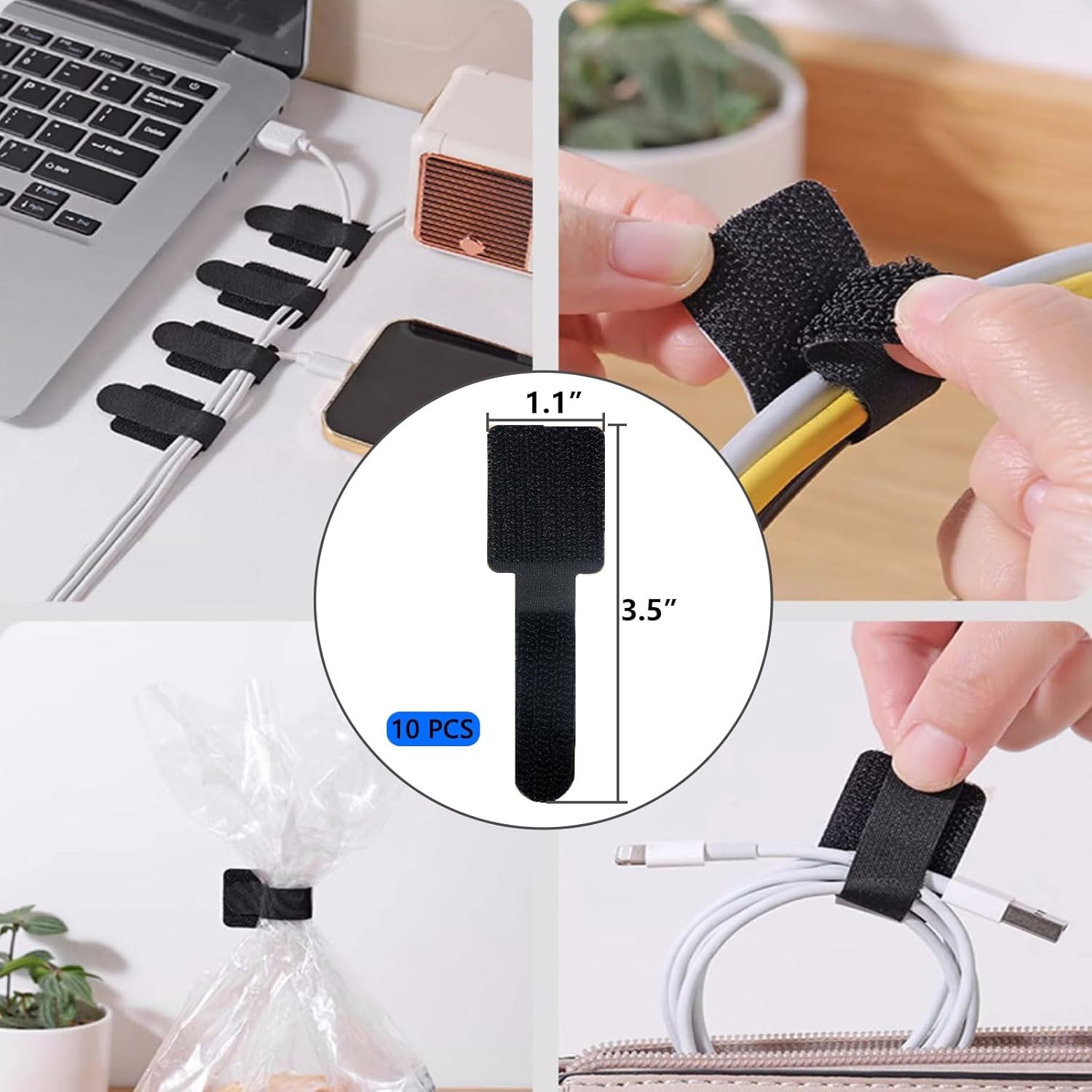 ELII 327 PCS Cable Management Kit 4 Sleeves,65 Clips Black 