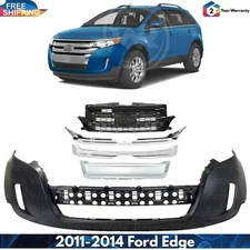 Front Bumper Cover Fascia Paintable & Grille Assembly For 2011-2014 Ford Edge
