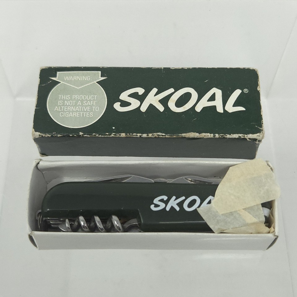 NOS (New Old Stock) Skoal tobacco promo multi-tool still in its original box — a perfectly preserved slice of Americana that doubles as a conversation piece.