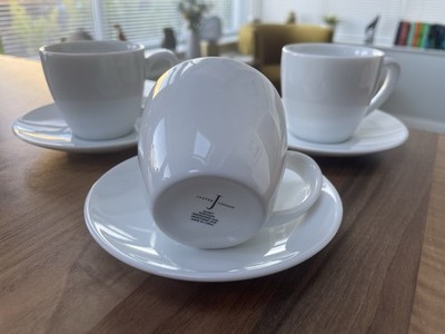 Jasper Conran Audley Porzellan Kaffee Espressotassen & Untertassen X3 weiß
