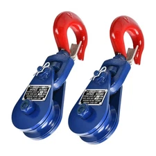 2X 2 Ton Snatch Block 3" Sheave 3/8" Wire Rope w/ Swivel Hook Wrecker Roll Back