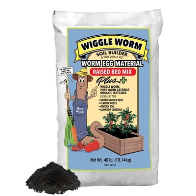 Wiggle Worm Raised Bed Mix with Worm Egg Material and Worm Castings, 40lbs
