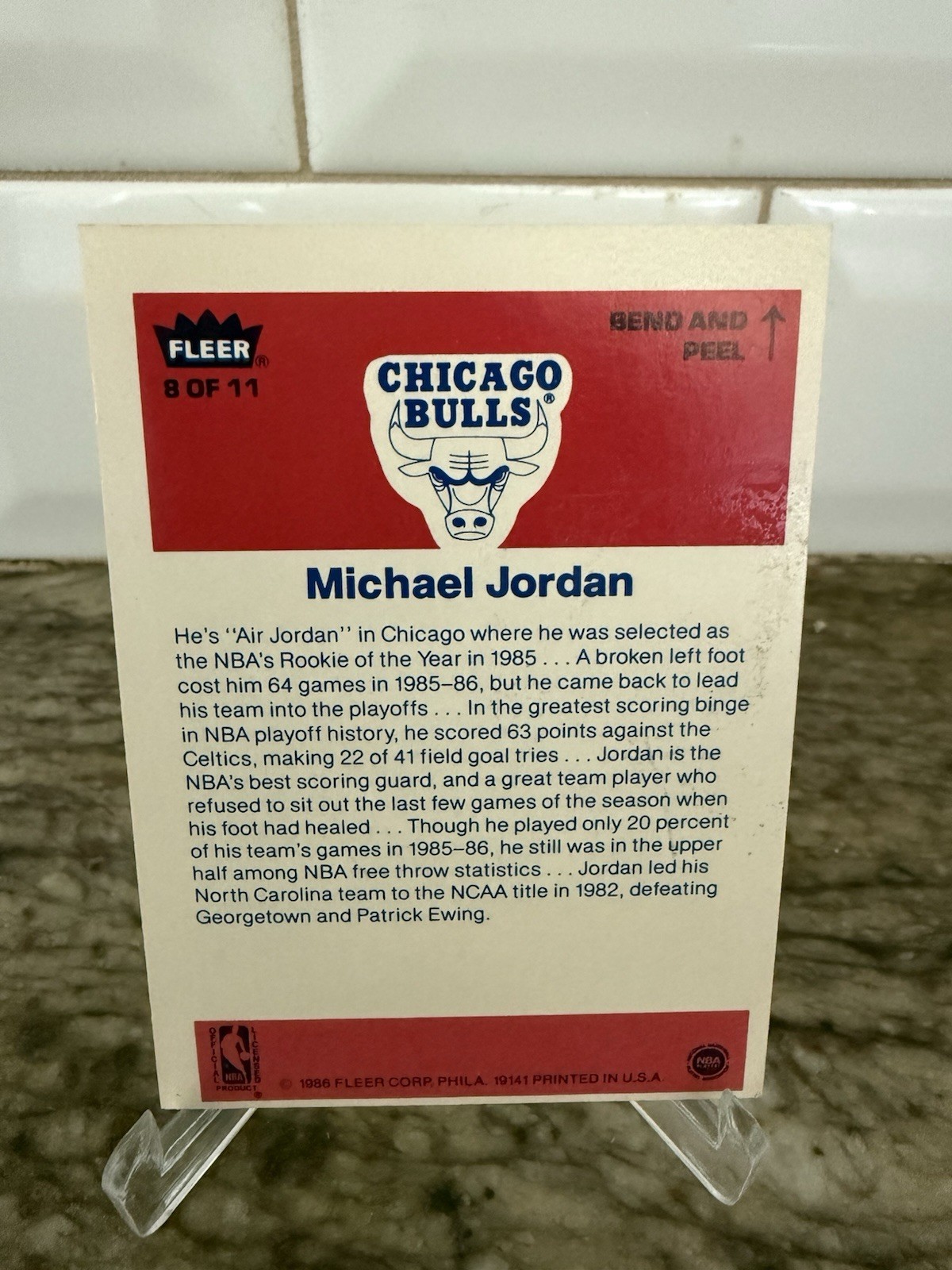Michael Jordan 1986-87 Fleer Sticker Rookie 8 Chicago Bulls RC Very Sharp view 13