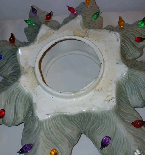 Vintage 18" Atlantic Mold White Ceramic Christmas Tree + Multicolored Peg Bulbs - Picture 6 of 15