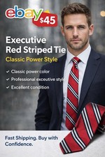 Brooks Brothers Red with Navy and White Stripes 100 Silk Boy's Necktie 44"