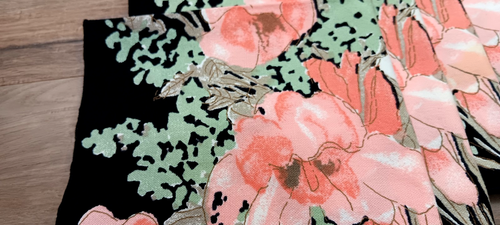 Vintage Vera Neumann Dogwood Floral Napkins 4 Black Peach Cotton 16" - Picture 3 of 15