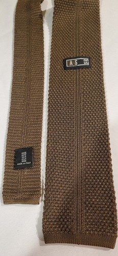 Daks of London Silk Knit Sock Tie Square End Cocoa Brown Italy - Picture 5 of 7