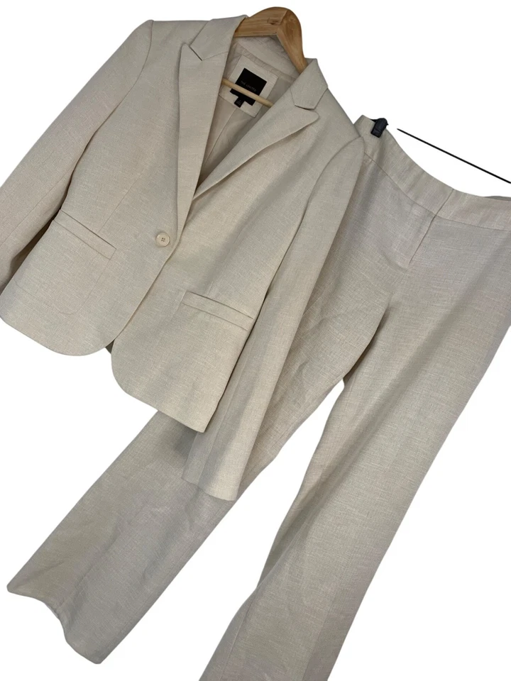 Conjunto de chaqueta y pantalón traje beige The Limited para mujer talla L RP10556 GUC carrera Foto 2 de 4