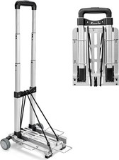 KEDSUM Mini Luggage Cart with Wheels Foldable, Lightweight Trolley Silver