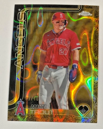 2025 TOPPS GILDED COLLECTION MIKE TROUT GOLD LAVA REFRACTOR SP #/10 ANGELS SSP
