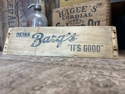 Vintage Wooden Soda Crate Side Panel Sign Barq’s Root Beer Wood Box Barqs