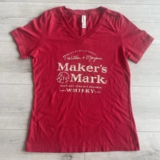 Maker's Mark Whiskey Signature Label Womens T-Shirt Red Size Small