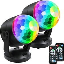 Luditek 2-Pack Party Lights – Sound Activated Disco Ball, USB/Battery Powered