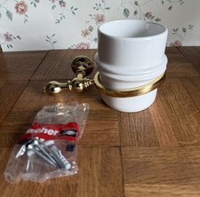 Vintage Polished Brass Toothbrush Holder  Tumbler Bathroom Fixture Wall Mounted