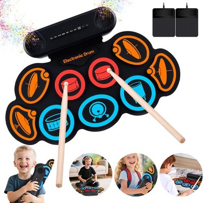 9 Pad Schlagzeug Elektronisches Electronic Drum Mit 2 Pedalen MIDI Unterstützung
