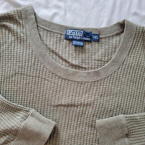 Polo By Ralph Lauren Waffelstrick Thermo Shirt Herren XL Olivgrün Kurzarm