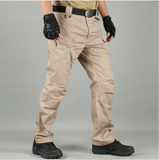 Men Tactical Cargo Pants Soldier Straight-fit Work Combat Trousers Outdoor Pants