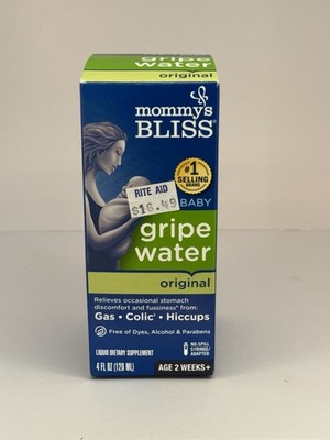 Mommy's Bliss Gripe Water Original Infant Gas&Colic Relief 2 Weeks+ 4fl oz 