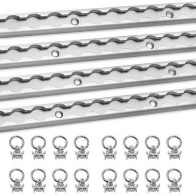 4PCS 4FT Aluminum L Track Rail &16x Single Stud Fittings L Track Tie Down System