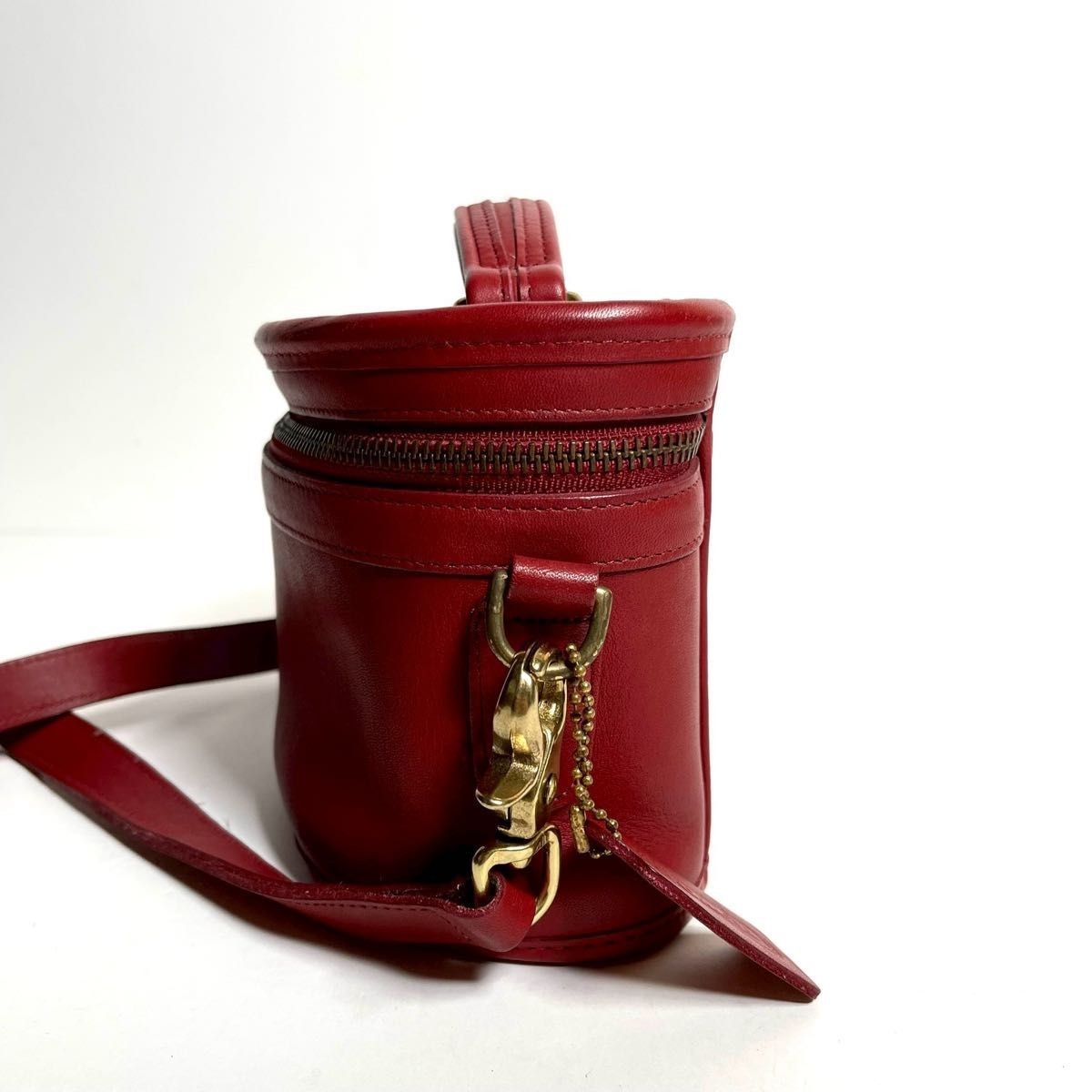 COACH VINTAGE 2way RED TRAIL BAG / TRAIN CASE TOP HANDLE ZIP Made 