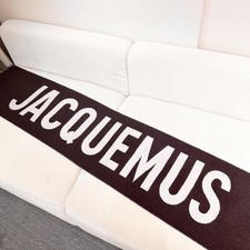 Authentic JACQUEMUS Brown Logo Scarf   Wool Blend   Oversized Text