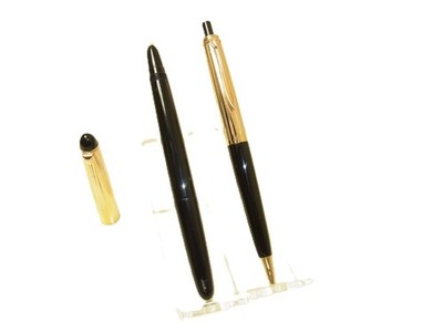 Rare MINT 1961-65 PELIKAN P25 Black / Gold Filled Cap 14ct M & Ballpoint