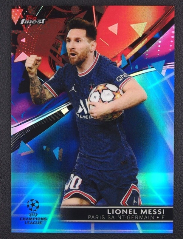 Lionel Messi 2021-22 Topps Finest UCL Blue Aqua Vaporwave /99 #1