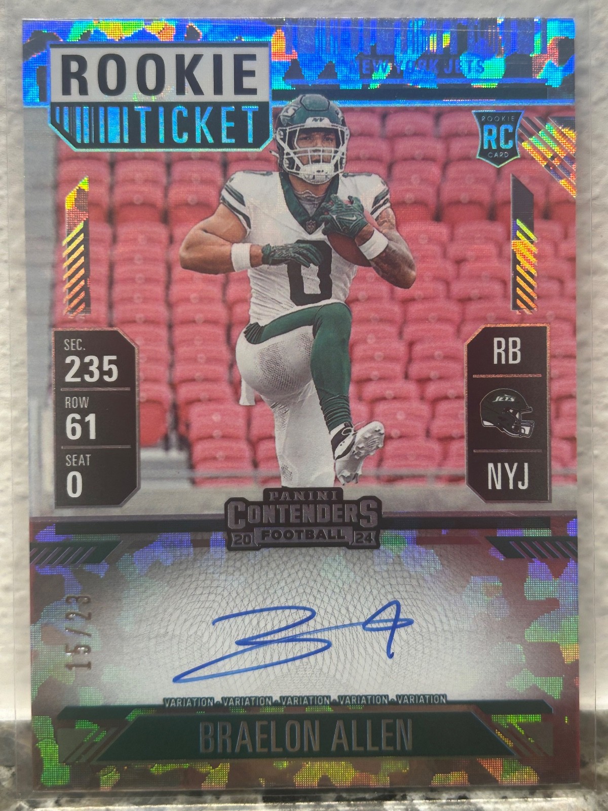 2024 Panini Contenders Braelon Allen VARIATION CRACKED ICE ROOKIE AUTO /23 #115