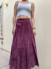 Vintage Jacqueline Ferrar Suede Leather A Line Maxi Skirt 8 western Americana