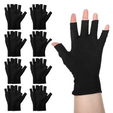 8 Pairs Black Cotton Moisturizing Gloves Fingerless Breathable Moisturizing N...