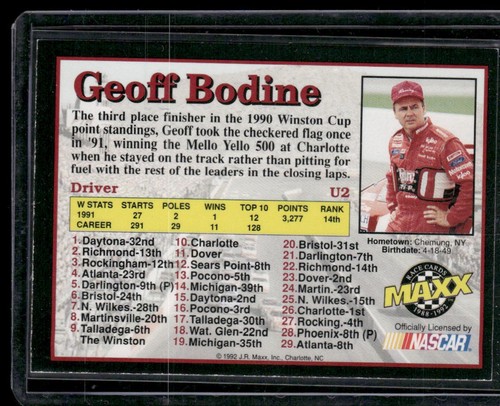 Signed 1992 Maxx Update (Black) #U2 Geoff Bodine - IP Auto - Picture 2 of 2