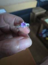 Amethyst Lace Butterfly Silver Plated Ring Adjustable
