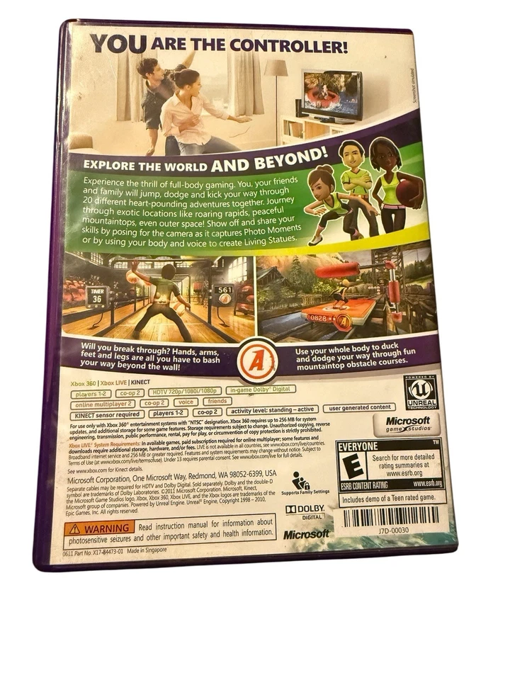 KINECT ADVENTURES, (XBOX 360) Rated E You are the controller use your body New - Image 2 of 2