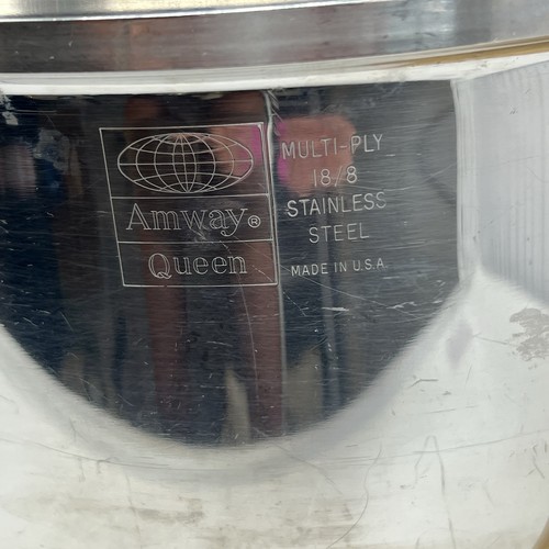 Amway Queen 5 Piece Pot And Pan Set Lids 18/8 Stainless Steel USA Made Vintage - Picture 2 of 20