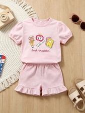 Graphic Crew Neck Tee and Shorts Set
