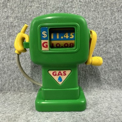Vintage Toy Gas Pump Mechanical Counter Green Yellow Unmarked Rare HTF ~1980s