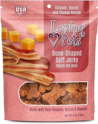 Loving Pets Soft Jerky Dog Treats   Chicken Bacon Cheese   6oz USA Made EXP 04/2