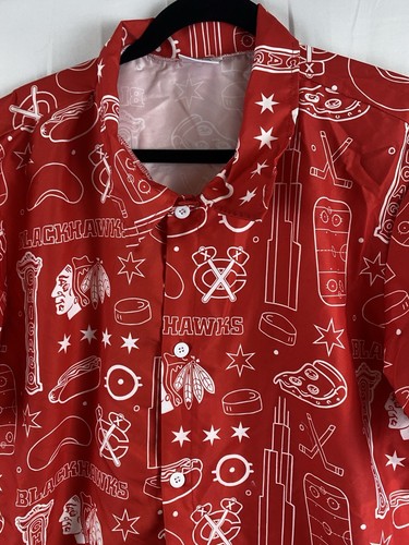 Chicago Blackhawks Promo Giveaway Hawaiian Button Up Men’s Size Large - Picture 6 of 7